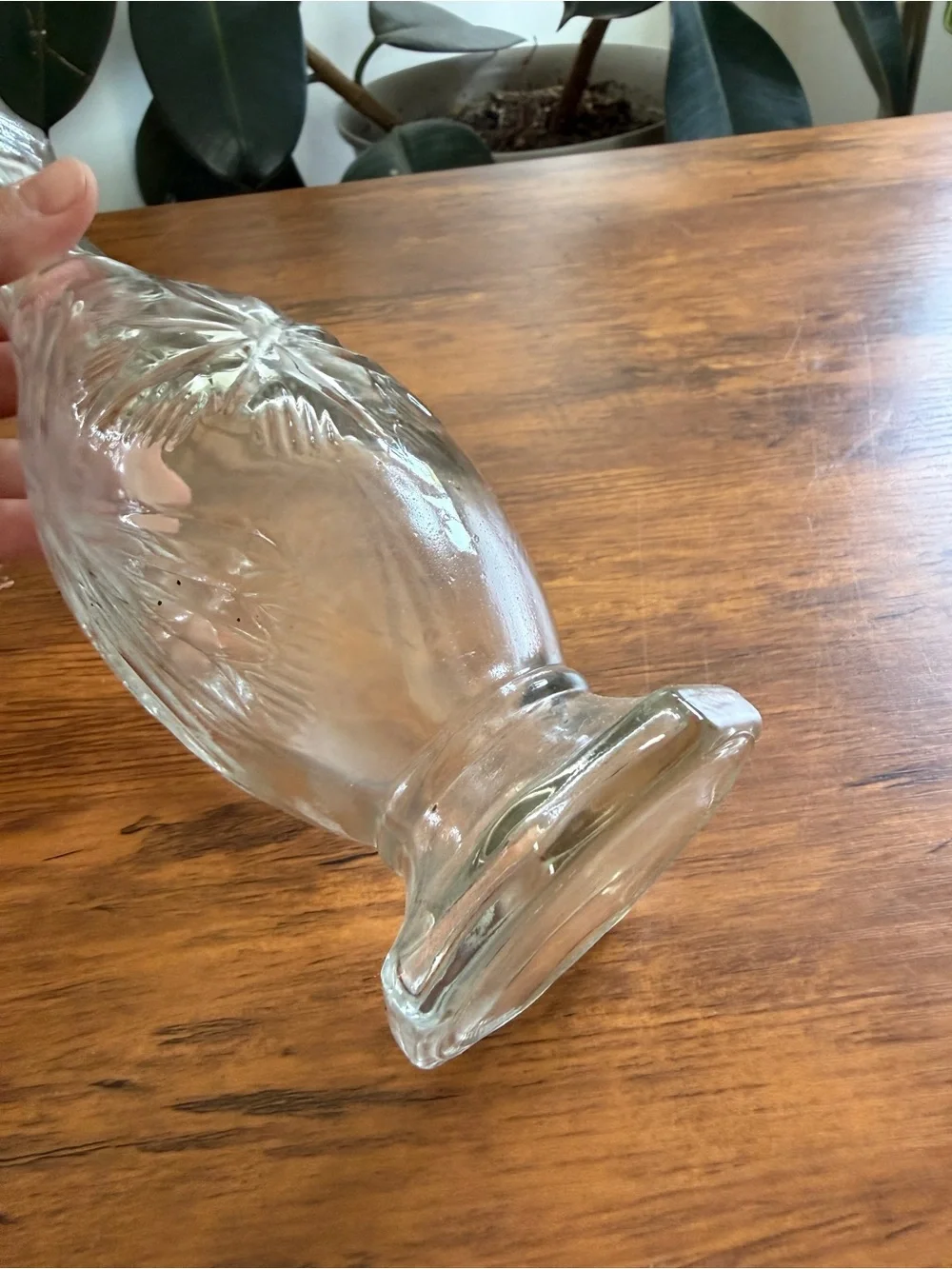 Pressed Starburst Clear Glass Bud Vase